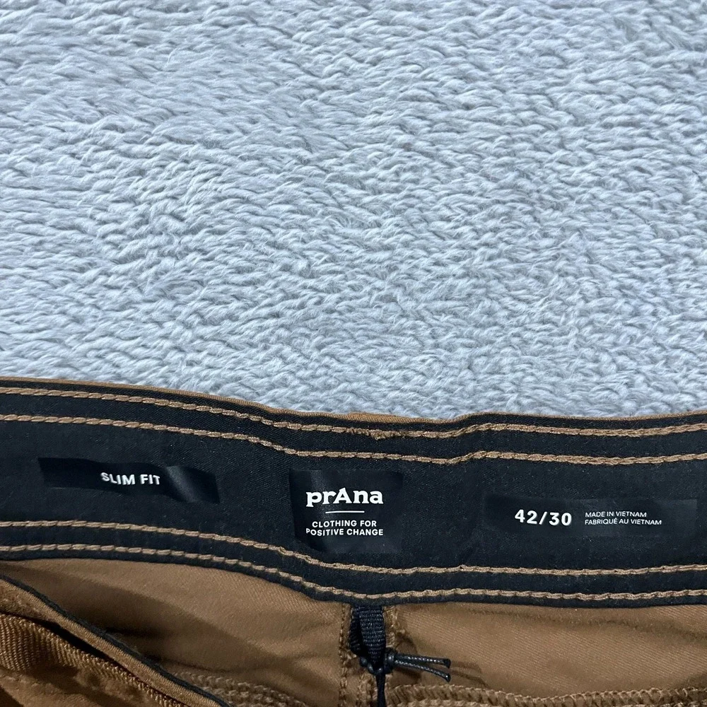 PrAna Stretch Zion Slim Pant II Pants Men 42x30 Sepia Hiking Outdoor Roll Up